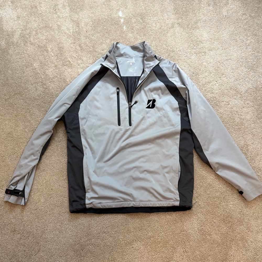 Men's Golf Gray and Black Quarter-Zip Jacket with Bridgestone Logo Size L